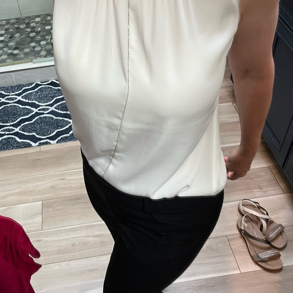 Add a little sparkle to a classic look with this crew WHBM shell in ecru size 6